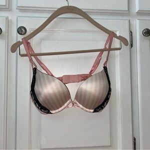 Victoria's Secret Pink and Black Bombshell Plunge Bra, 32 B